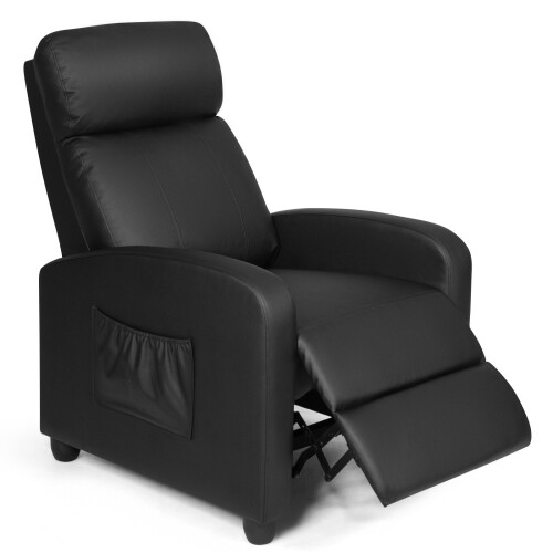Costway Upholstered Recliner Armchair Sofa Lounge Chair Adjustable Backrest