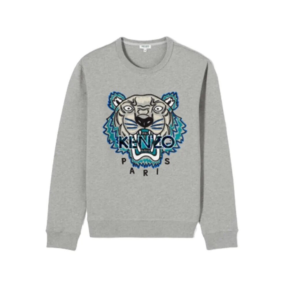 (XL) KENZO SWEAT Mens Sweatshirts Crew Neck Long Sleeve Pullover Grey Winter Jumper