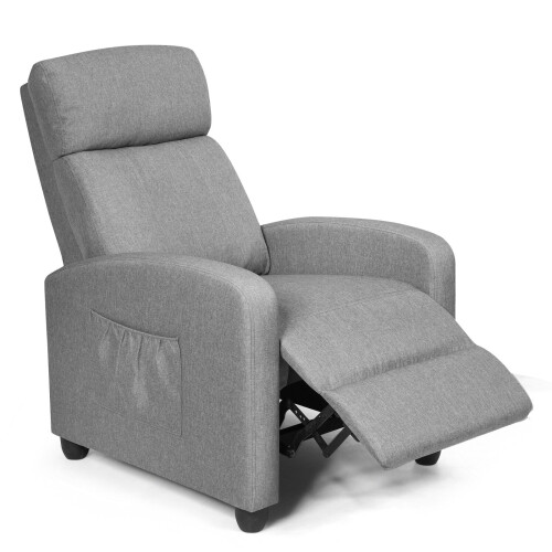 Costway Upholstered Recliner Armchair Sofa Lounge Chair Adjustable Backrest