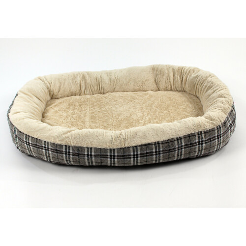 Dog bed with Orthopaedic Fleece Lining in Jute plaid Large Actiaspet