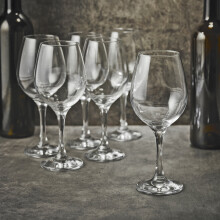 Set of 6 x 365ml Wine Glasses Clear Glass Stemmed Base Red White Wine