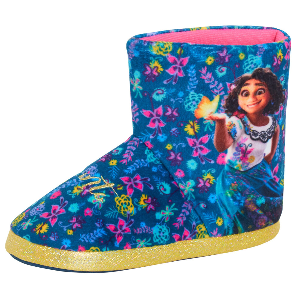 (9 UK Child) Girls Disney Encanto Slipper Boots Mirabel Slippers Madrigal Warm Fleece Booties