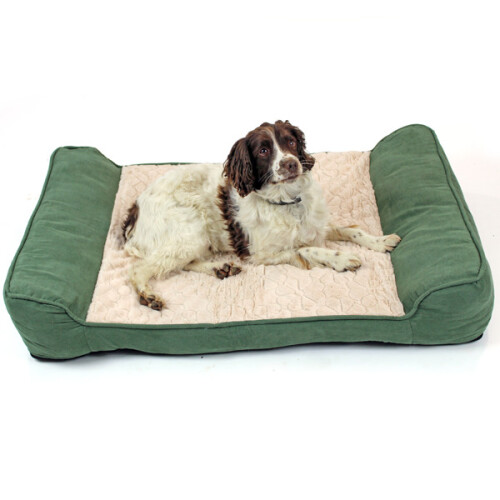 Dog bed with Orthopaedic Pillow Cushion in Green/cream XL Actiaspet