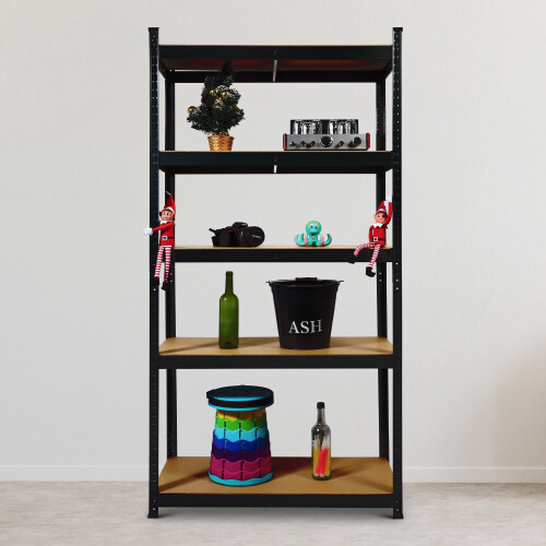 (Black) Lightweight metal 5 Tier Shelving Unit For Storage 2