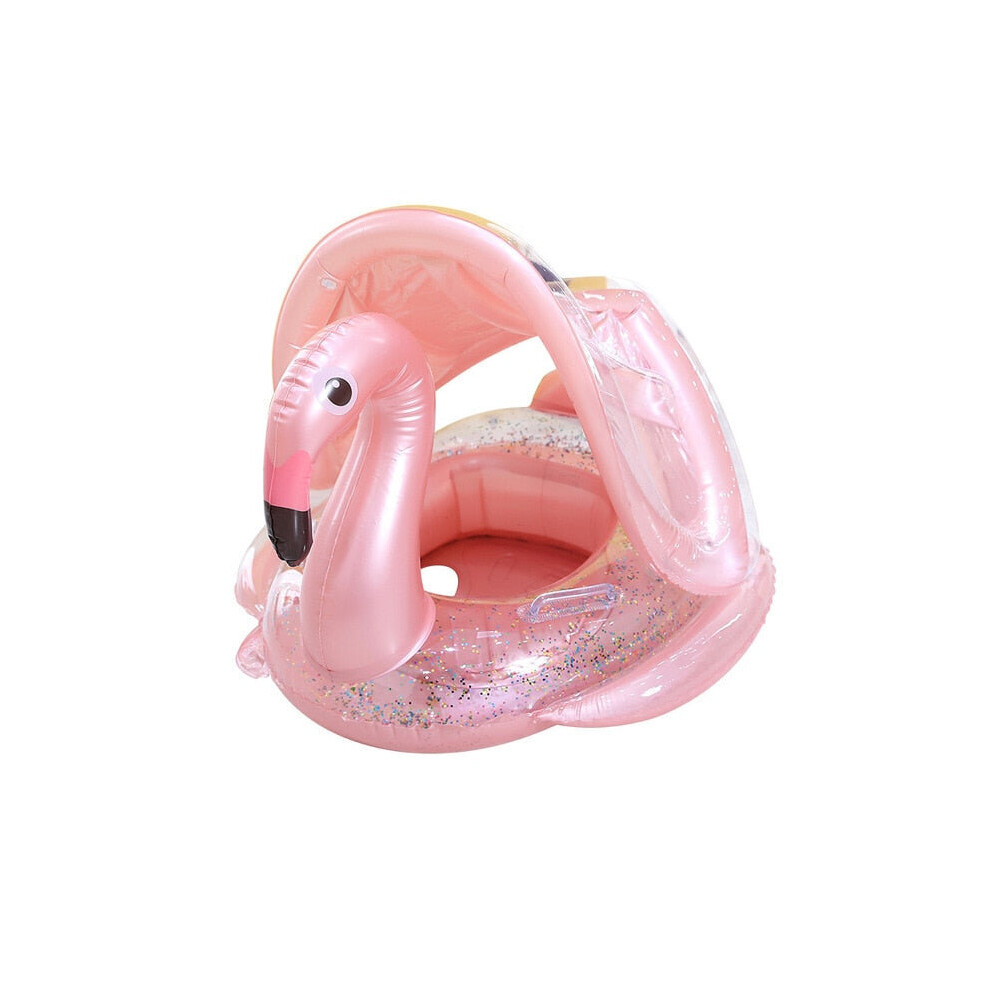 (flamingo sunshade) Inflatable Circle Baby Infant Float Pool Swimming Ring Sunshade Floating Seat Toys