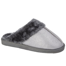 (UK 7) Sleepers Girls Juliet Faux Fur Lined Sparkle Glitter Mule Slippers Silver