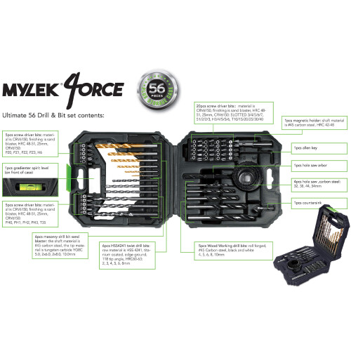 MYLEK MYLEK Drill Bit Accessory Kit 56-Piece 2
