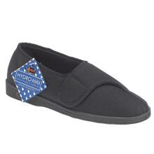 (UK 11) Comfylux Mens Bill Washable Water Resistant Touch Fastening Slippers With Rubber Sole Black