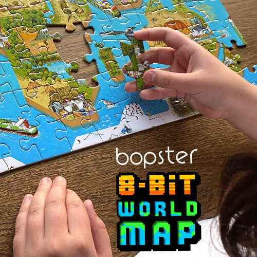 bopster 8-bit World Map Pixel Jigsaw Puzzle 180pcs 1