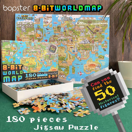 bopster 8-bit World Map Pixel Jigsaw Puzzle 180pcs 2