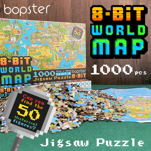bopster 8-bit World Map Pixel Jigsaw Puzzle 1000pcs 1
