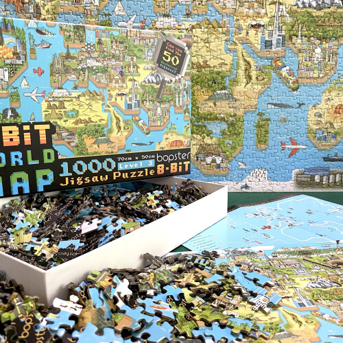 bopster 8-bit World Map Pixel Jigsaw Puzzle 1000pcs 2