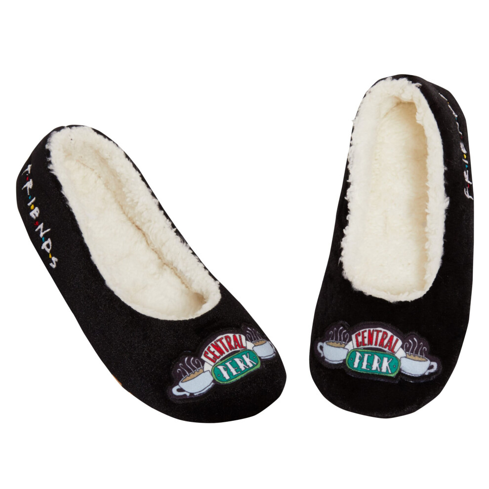 (6 UK) FRIENDS Slippers For Women Girls Teens Central Perk Slip On Ballet Pump Slipper