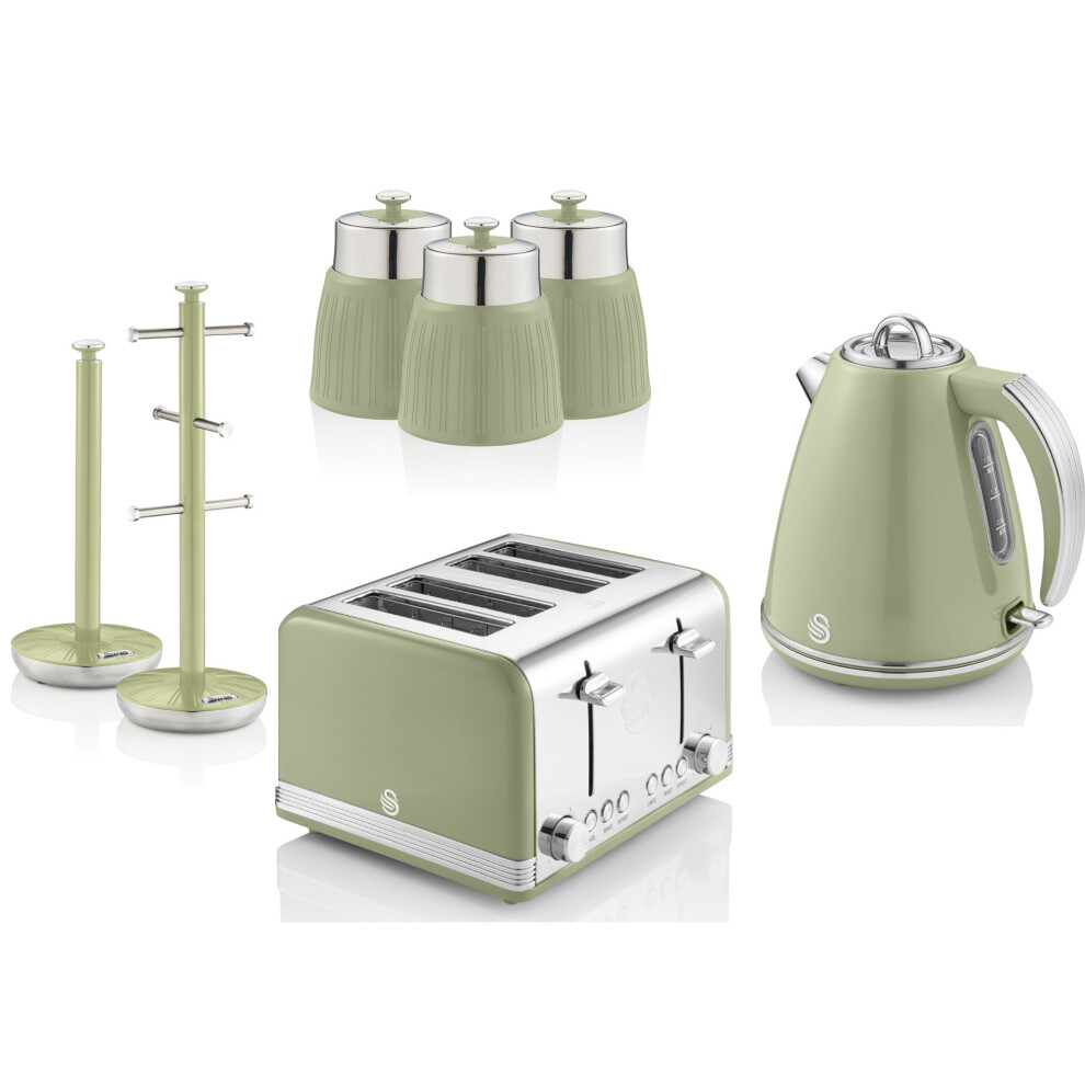 SWAN Retro Green Kettle Toaster Canisters Mug Tree Towel Pole