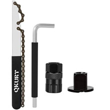 QKURT Chain Whip Tool Kit, Bicycle Cassette Removal Tool+Auxiliary Wrench+Cassette Lockring Tool with Pin+Spro