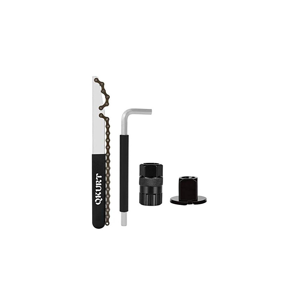 Qkurt Kit Di Attrezzi Per Catene Ciclabili, Strumento Di Rimozione Della Cassetta Della Bicicletta+Chiave Ausiliaria+Strumento Di Bloccaggio Della Cassetta+Rimozione Pignone-Nero-image