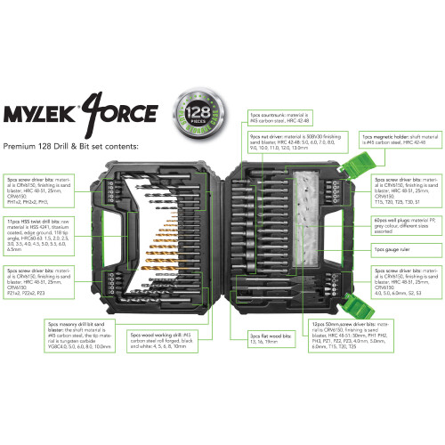 MYLEK MYLEK Drill Bit Accessory Kit 128-Piece 2