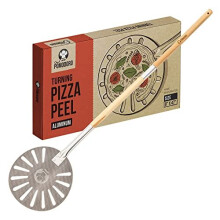 Chef Pomodoro Aluminum 9-Inch Turning Pizza Peel with Detachable Wood Handle for Easy Storage, 47-Inch Long, G