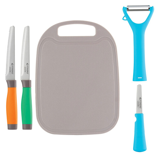 Viners Viners Assure Colour Code Knife, Peeler & Board Set 2