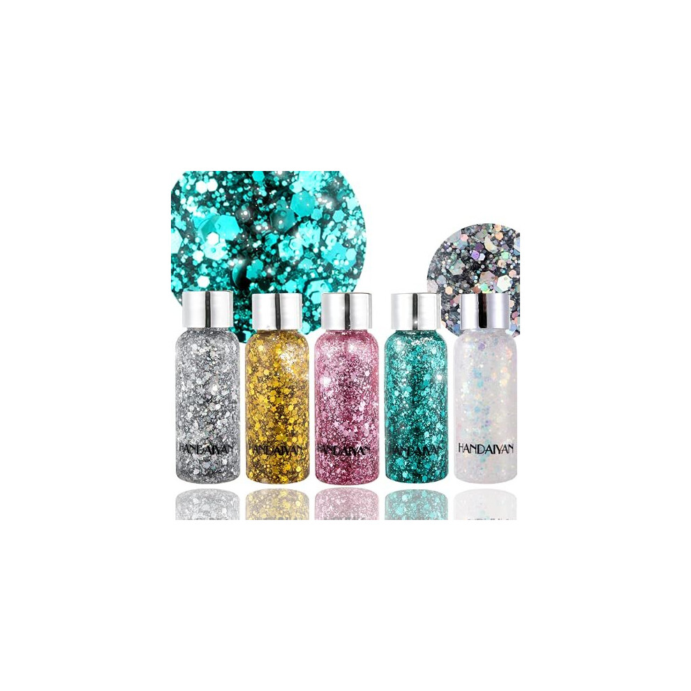 Alyxxndra Body Glitter Holographic Glitter Liquid For Festival Make Up,Face Glitter Sequins Chunky For Hair And Eyeshado