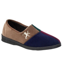 (UK 10) Comfylux Mens Harlequin Slip On Lion Motif Carpet Slippers With Sponge Rubber Sole Multi Coloured