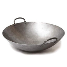 Stor 16-tommers tung kanton-stil håndbanket karbonstål-wok, rund bunn (731W87) fra Craft Wok