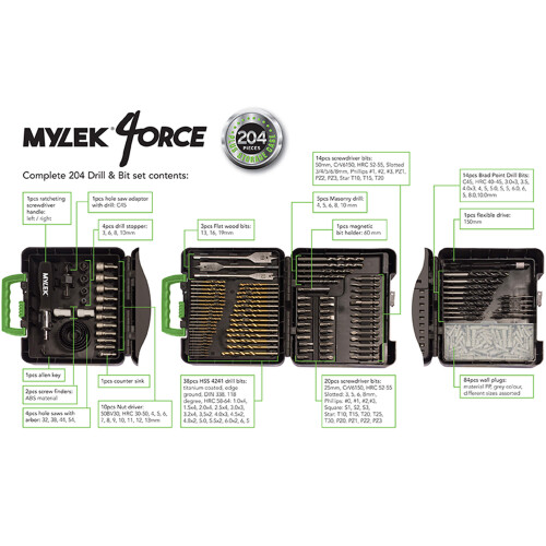 MYLEK MYLEK 4orce Drill Bit Accessory kit 204-Piece 2