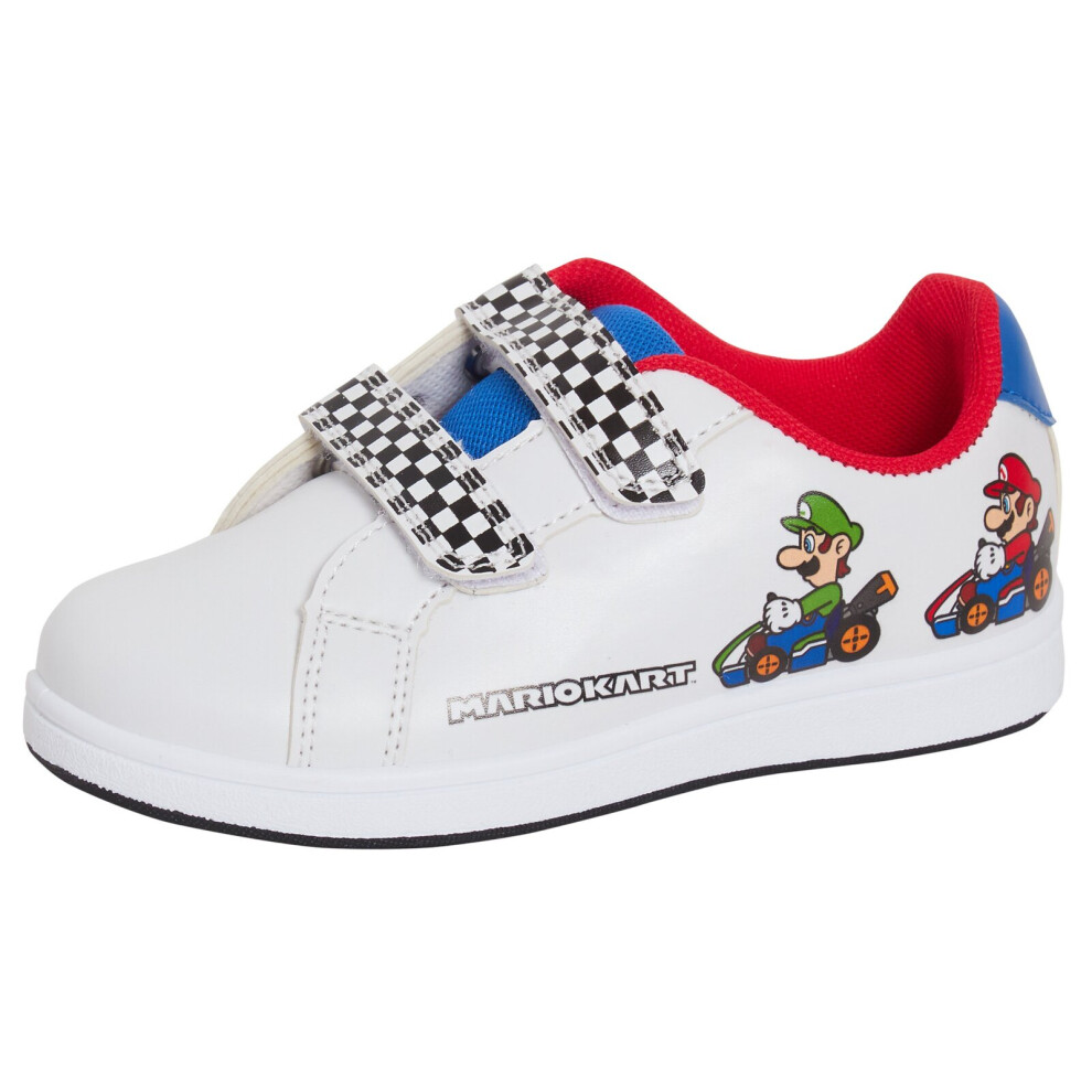 (White, 1 UK) Super Mario Brothers Trainers Boys Sports Sneakers Mario Kart Casual Skate Shoes