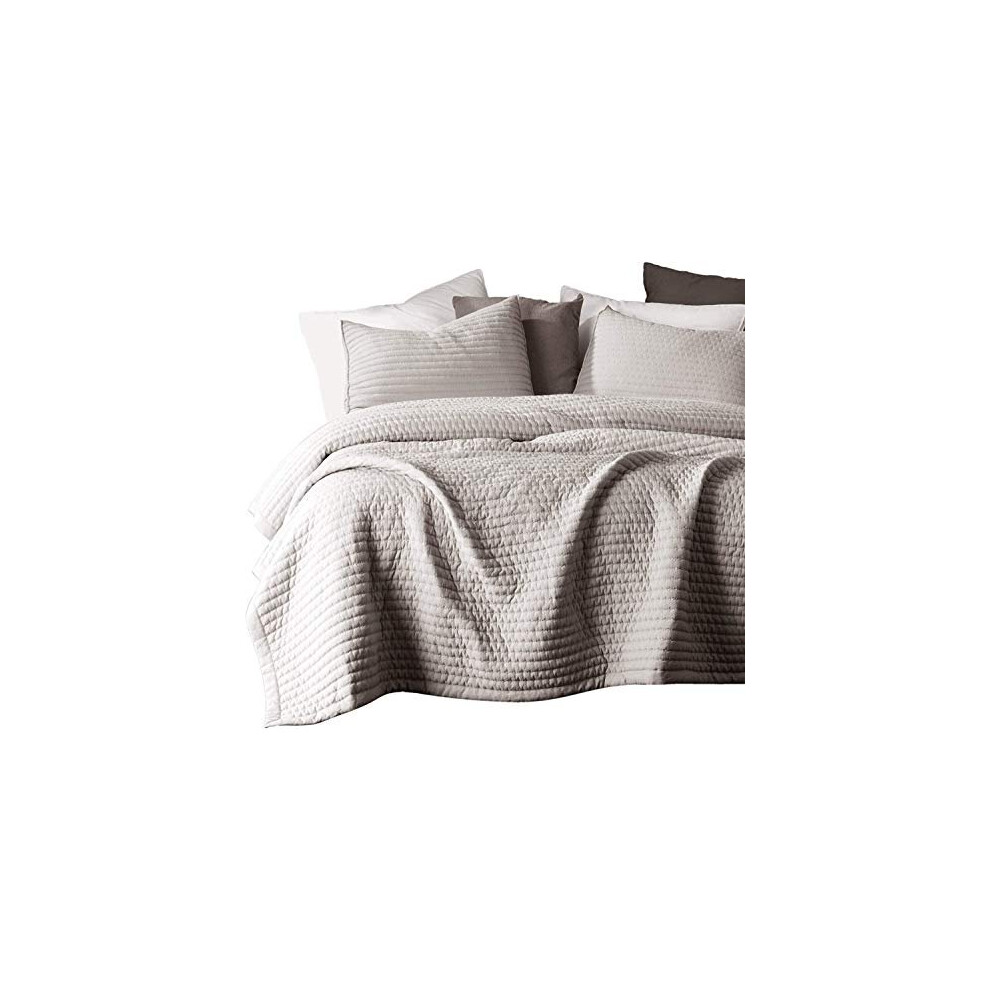 KASENTEX Quilt Mini Set-Stone Washed-Super Soft Bedspread-Light Weight-White Down Alternative Microfiber Fill-