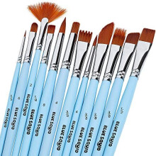 Akvarelb?rster pensel s?t - af Blue Squid 12 Kunstner PAINE B?rster Perfekt til ansigtsmaling Runde spids Tip Nylon Hair Artist til akryl akvarel
