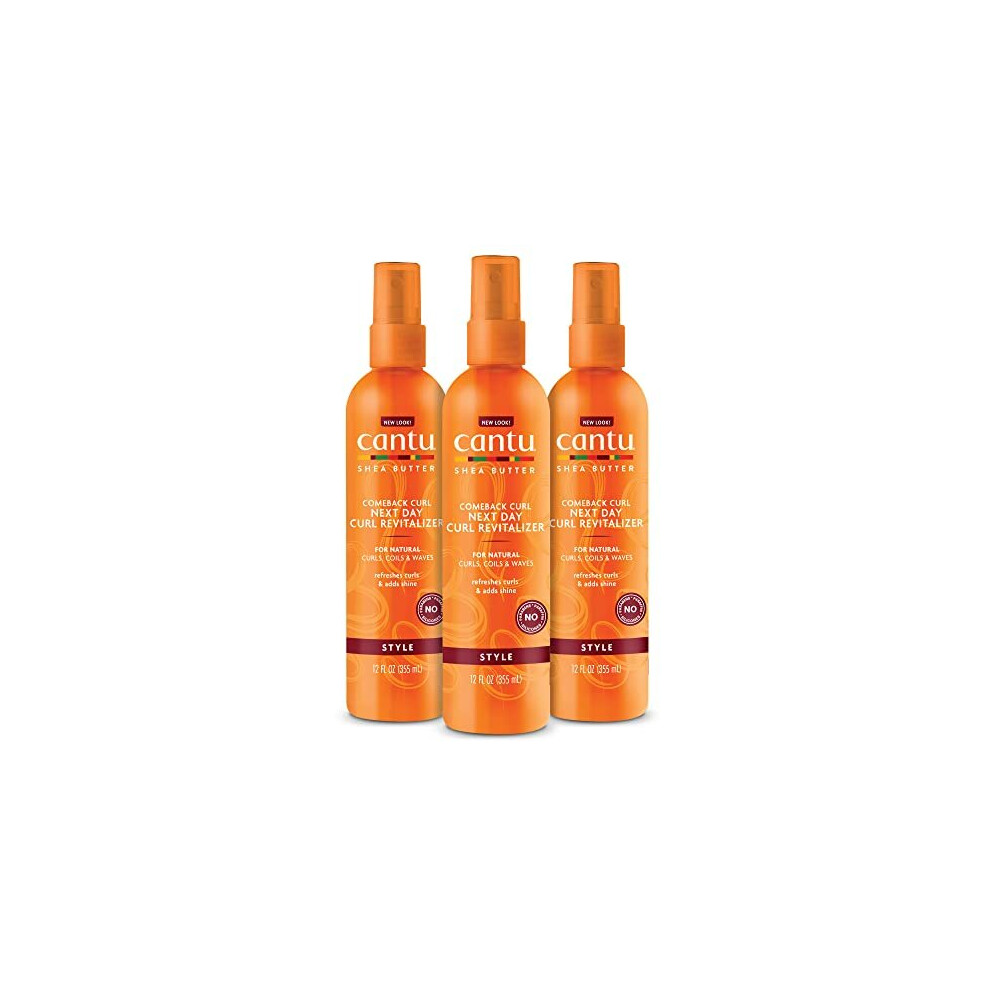 cantu comeback curl Next Day curl Revitalizer for Natural Hair with Pure Shea Butter, 12 fl oz (Pack of 3) (Pa