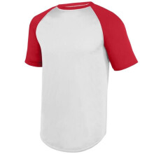 1508A-White- Red-2X Wicking Short Sleeve Baseball Jersey, White & Red - 2X