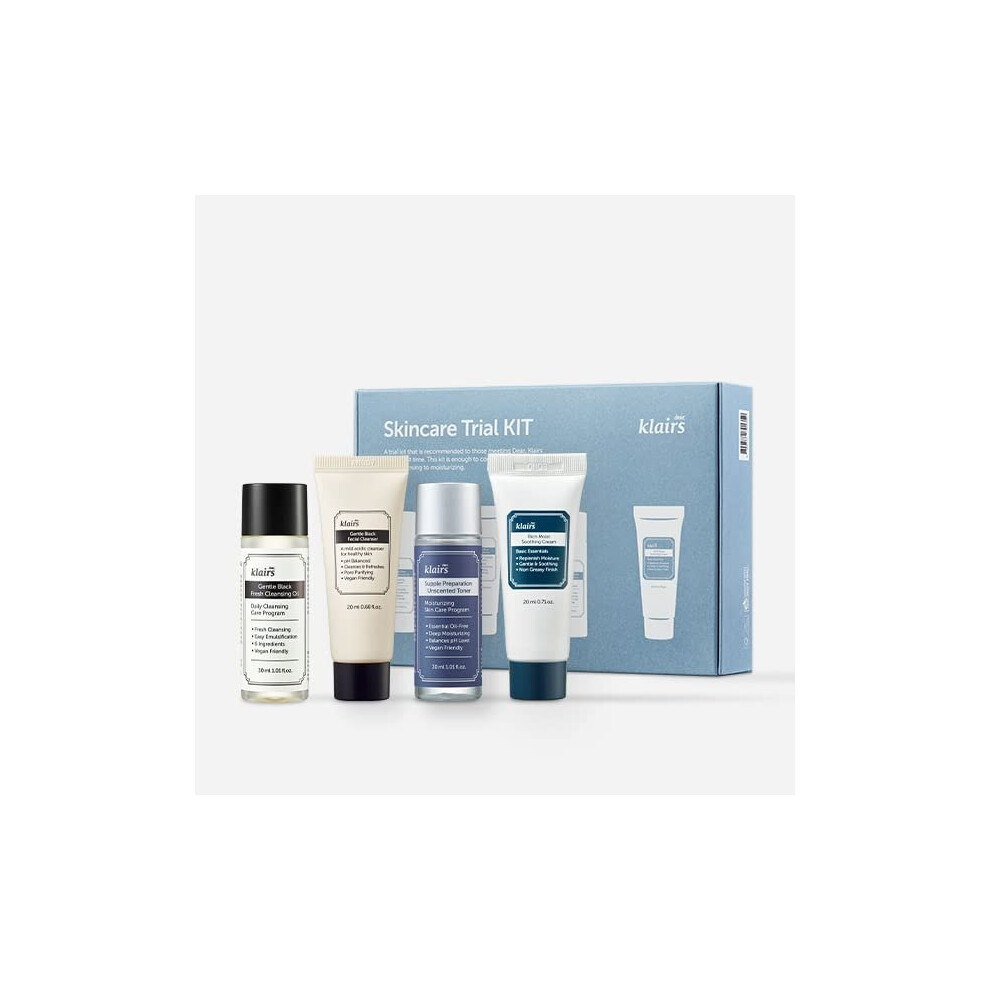 Dearklairs Cream Dearklairs] Skincare Trial Kits, 4 Minis, Cleansing Oil, Cleanser, Toner,