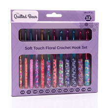 The Quilted Bear crochet Hook Set - Premium Soft grip Floral crochet Hooks with Polymer clay Handle 12 Hook Ki