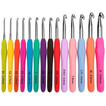 BcMRUN crochet Hooks Set,14 Pcs 225mm(B)-10mm(N) Ergonomic Soft grip Handles,Smooth Knitting Needles Kit with