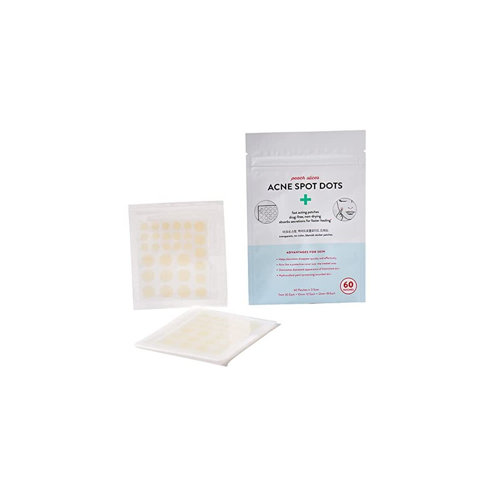 Peach Slices Acne Spot Dots clear Hydrocolloid Acne Pimple Patch for Zits and Breakouts Treats, Drains, and Sh