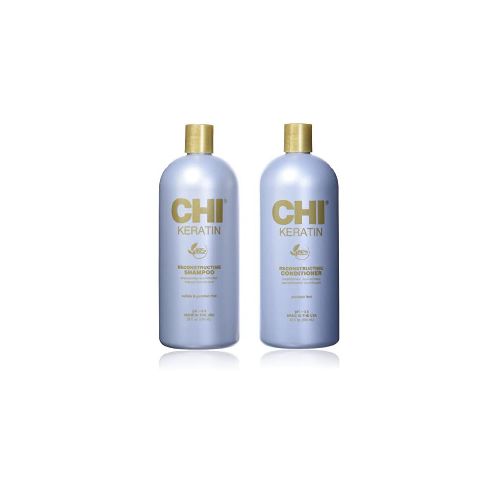 Chi Moisturize It Duo Keratin Shampoo & Conditioner, 32Oz