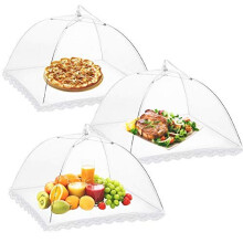 Onarway 3 Pack Food Covers 14 Inch Pop-Up Encrypted Mesh Plate Serving Tents, Fine Net Screen Umbrella for Out