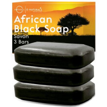 O Naturals Sapone Nero Africano Biologico 3PC - Ricco di Burro di Karité - Aiuta la Pelle Acneica - Lavaggio Naturale Corpo e Viso