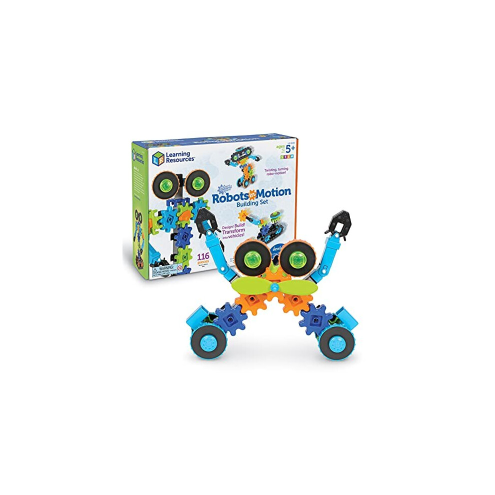 Learning Resources Gears! Gears! Gears! Robots In Motion Building Set, Robot Toy, Stem Robot, Engineering Toy,