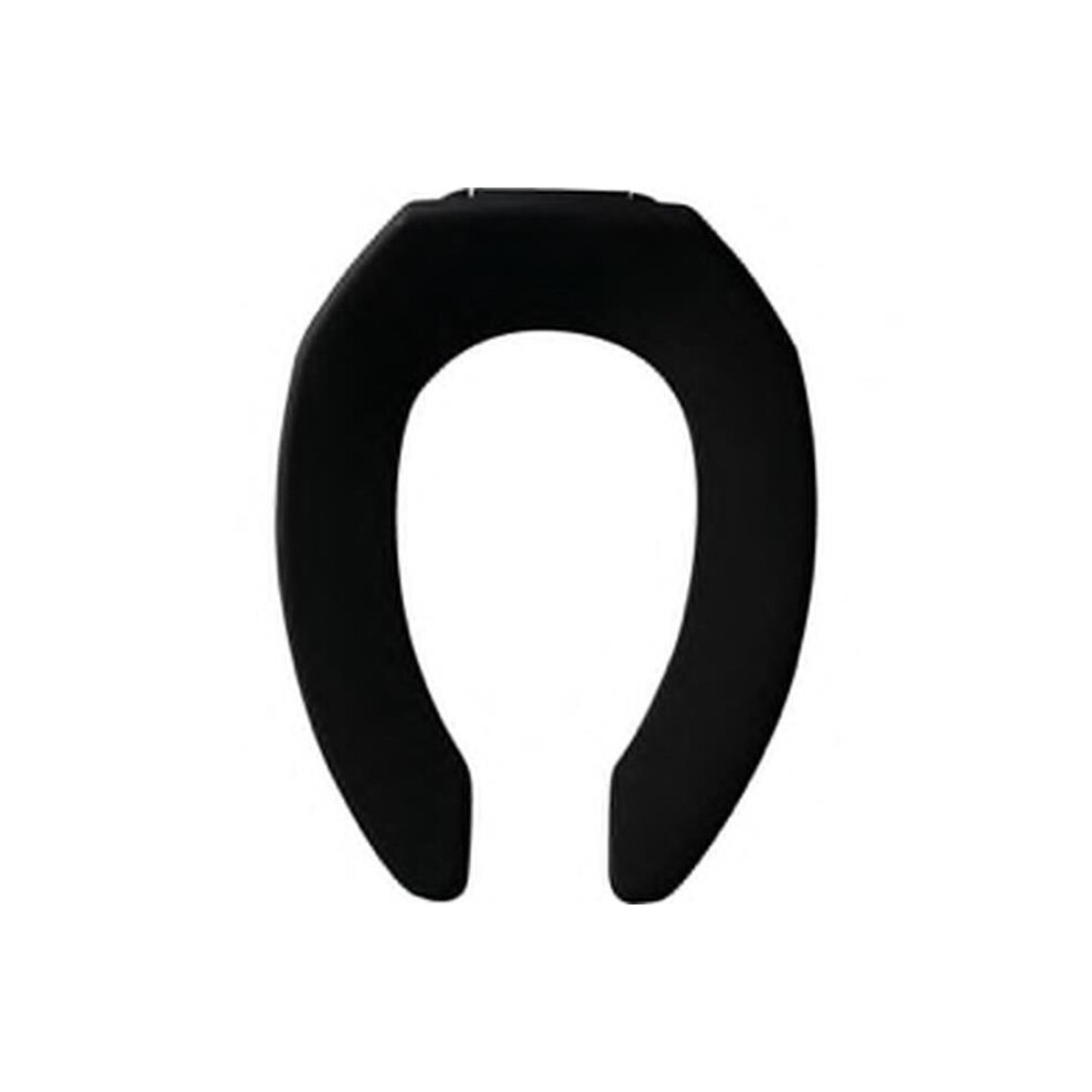 Elongated Open Front Less Cover Toilet Seat With Sta-Tite Check Hinge In Black 769593781566