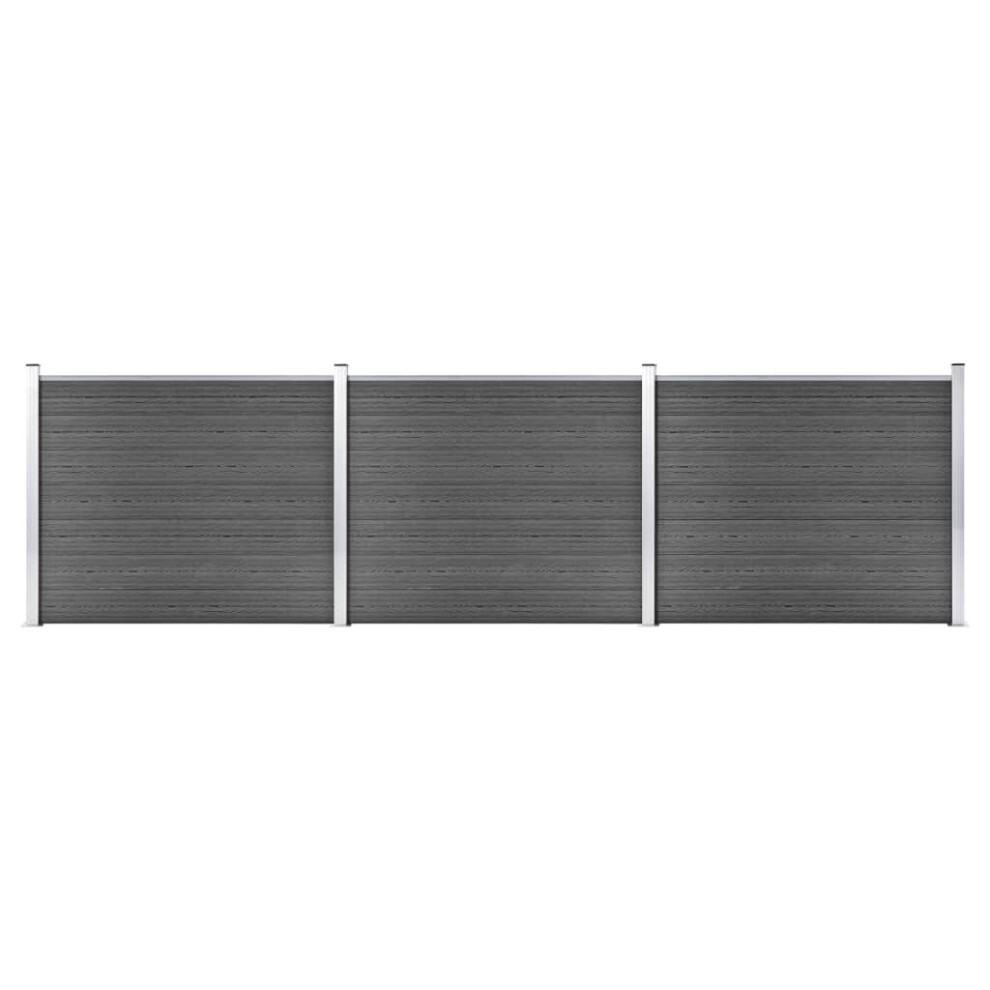 Vidaxl Black Fence Panel Set Wpc 526X146 Cm