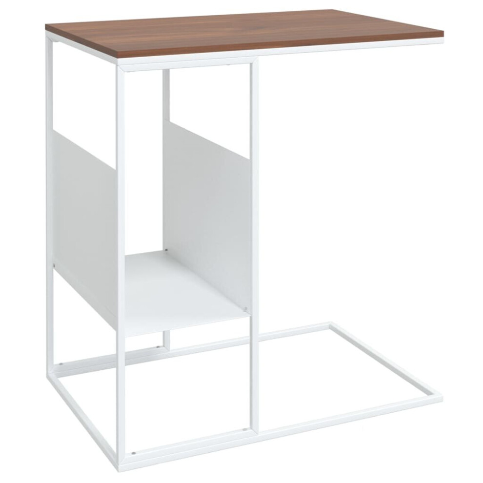 Vidaxl (White And Brown, 55 X 36 X 59.5 Cm) Side Table Engineered Wood Multi Colours/Sizes With/Without Wheels