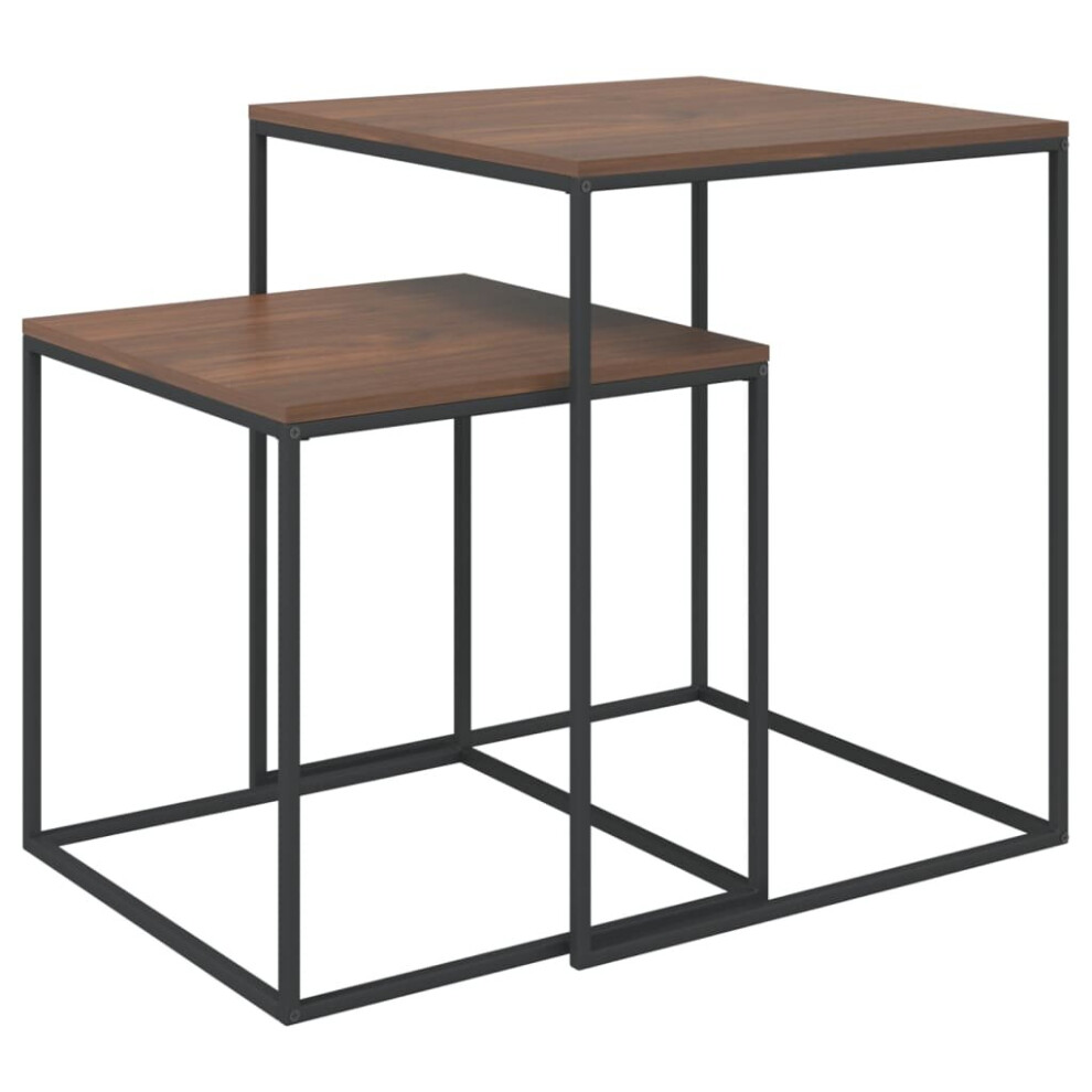 vidaXL 2x Coffee Table Set Engineered Wood and Metal Nightstand Nesting Table