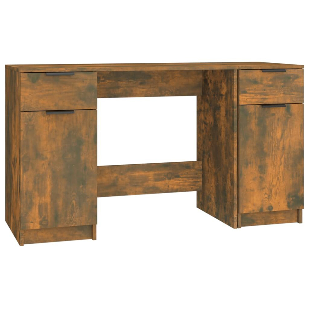 Vidaxl (Smoked Oak) Desk With Side Cabinet Engineered Wood Standing Desk Multi Colours