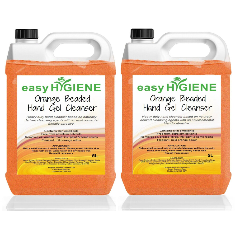 10L ORANGE Abrasive Beaded Hand Cleaner grit liquid soap HEAVY DUTY 2x 5L