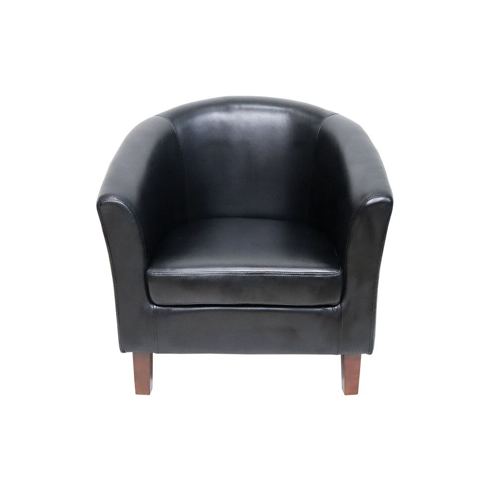 (Black) Faux Leather Tub Chair In Black Brown Cream or Red