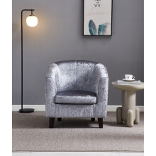 (Grey) Crush Velvet Tub Chair In Silver, Grey, Black or Brown
