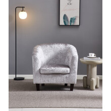 (Silver) Crush Velvet Tub Chair In Silver, Grey, Black or Brown