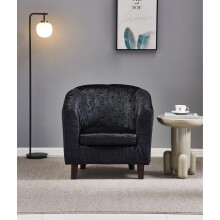 (Black) Crush Velvet Tub Chair In Silver, Grey, Black or Brown